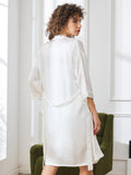 SilkSilky-DK-Pure-Silk-3/4-Sleeve-Nightgown&Robe-Set-Hvid-002