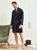 [Sort] SilkSilky-DK Pure Silk 3/4 Sleeve Mens Robe 005