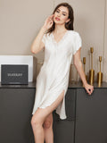 SilkSilky-DK-Pure-Silk-Short-Sleeve-V-Neck-Natkjole-Hvid-004