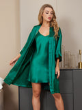 SilkSilky-DK-Pure-Silk-3/4-Sleeve-Nightgown&Robe-Set-Grøn-005