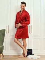 [Vin] SilkSilky-DK Pure Silk 3/4 Sleeve Mens Robe 005