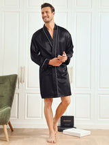 [Sort] SilkSilky-DK Pure Silk 3/4 Sleeve Mens Robe 006