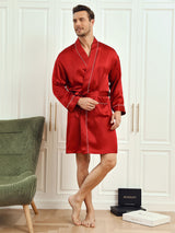[Vin] SilkSilky-DK Pure Silk 3/4 Sleeve Mens Robe 003