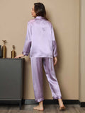 SilkSilky DK Pure Silk Long Sleeve Revers Dame Pyjamas Lavendel 002