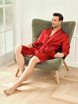 [Vin] SilkSilky-DK Pure Silk 3/4 Sleeve Mens Robe 007