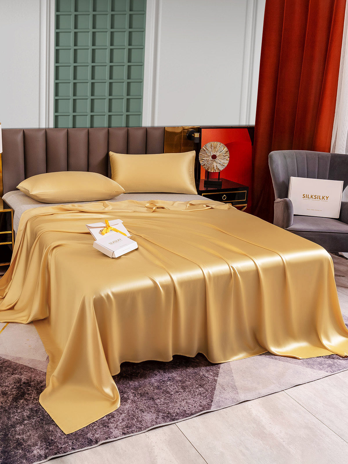 SilkSilky-DK-25Momme-Pure-Silk-Bedding-Set-Champagne-003