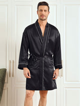 [Sort] SilkSilky-DK Pure Silk 3/4 Sleeve Mens Robe 001