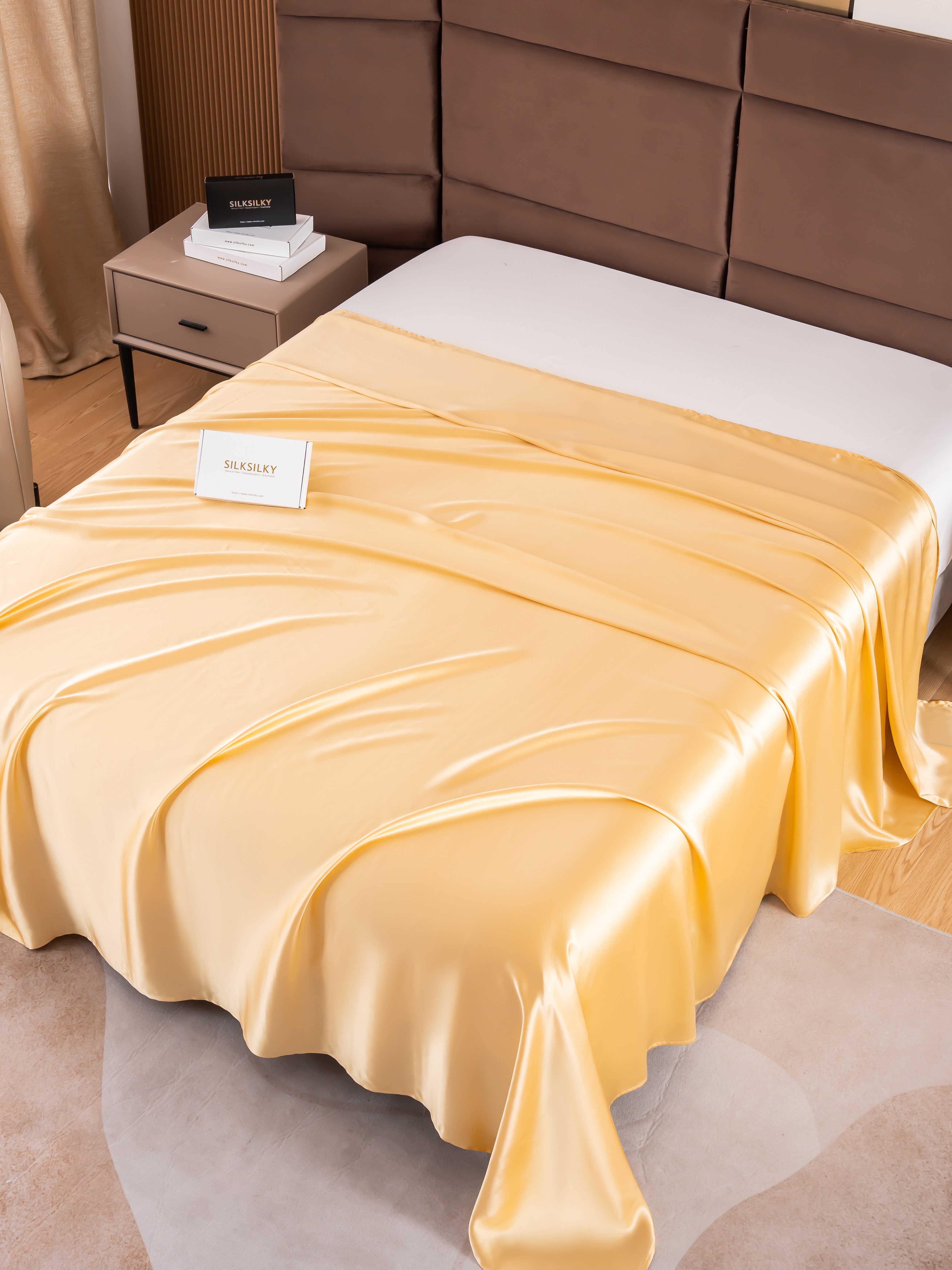 SilkSilky-DK-19Momme-Pure-Silk-Sheet-Champagne-003